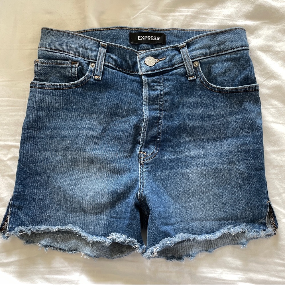 Express Denim shorts midi vintage high rise